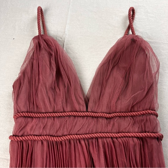 Lulus Sweet Goddess Mauve Mesh Pleated Sleeveless Midi Dress M - Picture 7 of 8